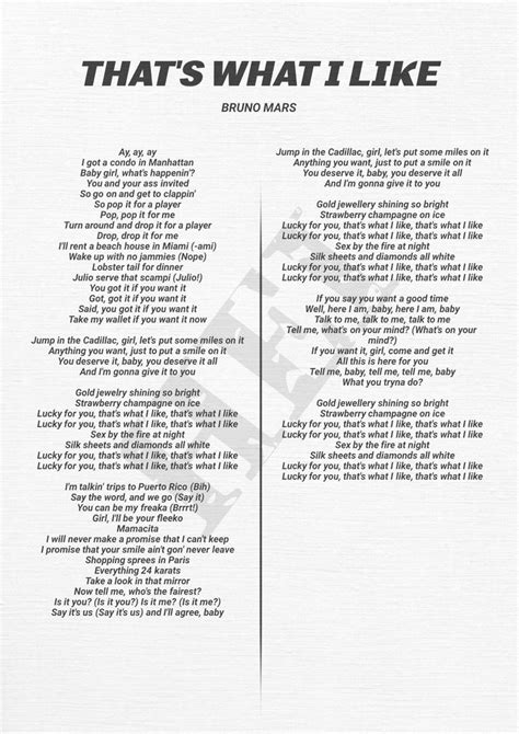 bruno mars that's what i like lyrics.